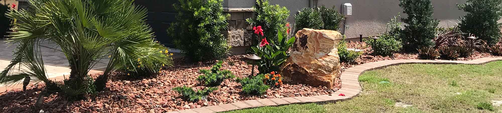 Flower bed with stone mulch