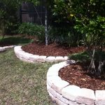 Small trees in round retaining walls.